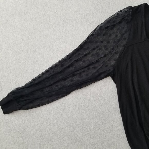 Torrid Black Super Soft Knit Dot Mesh Long Sleeve Top Whimsigoth Witchy Fairy 3X - Picture 7 of 9